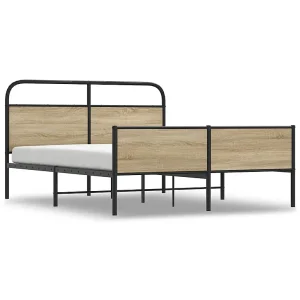 Bedframe zonder matras metaal gerookt eikenkleurig 160×200 cm Bedframe zonder matras metaal gerookt eikenkleurig 160×200 cm