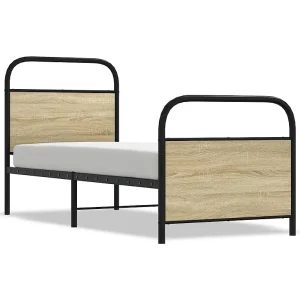 Bedframe zonder matras bewerkt hout sonoma eikenkleur 75×190 cm Bedframe zonder matras bewerkt hout sonoma eikenkleur 75×190 cm