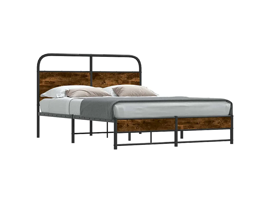 Bedframe zonder matras bewerkt hout gerookt eiken 140x200 cm