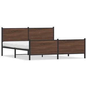 Bedframe zonder matras metaal bruin eikenkleur 193×203 cm Bedframe zonder matras metaal bruin eikenkleur 193×203 cm