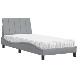Bed met matras "Hanko" stof lichtgrijs 90×190 cm Bed met matras "Hanko" stof lichtgrijs 90×190 cm