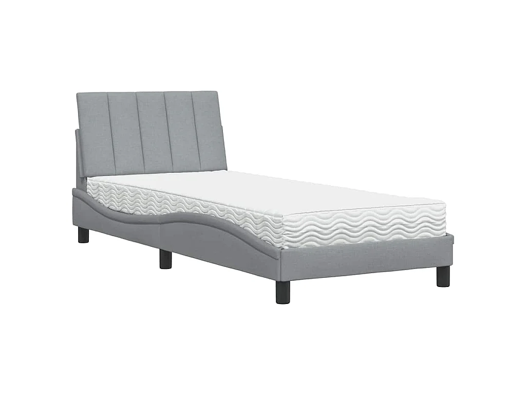 Bed met matras "Hanko" stof lichtgrijs 90x190 cm