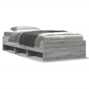 Bedframe bewerkt hout grijs sonoma eikenkleurig 90×190 cm