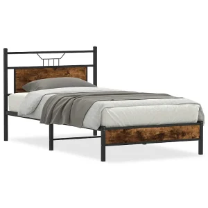 Bedframe zonder matras hout gerookt eikenkleurig 100×190 cm Bedframe zonder matras hout gerookt eikenkleurig 100×190 cm