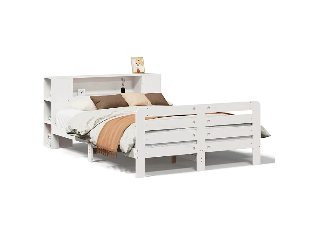 Bedframe zonder matras massief grenenhout wit 135x190 cm
