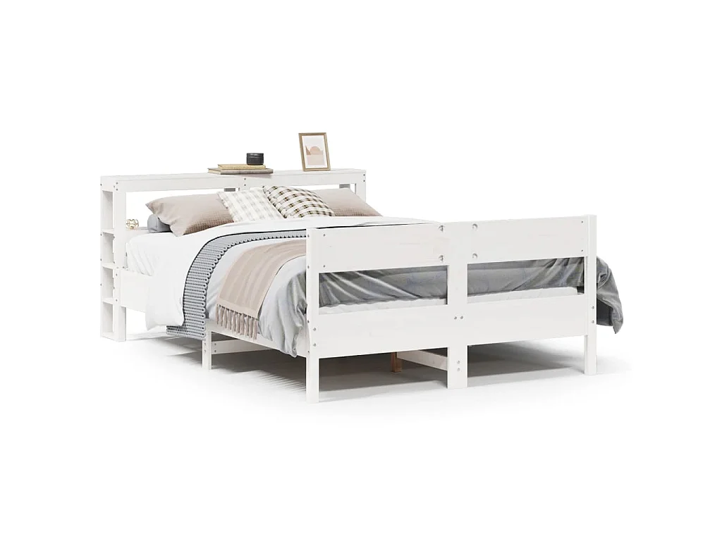 Bedframe zonder matras massief grenenhout wit 140x200 cm