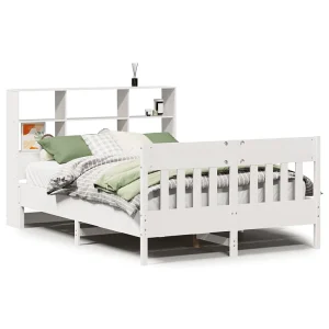 Bedframe zonder matras massief grenenhout wit 160×200 cm