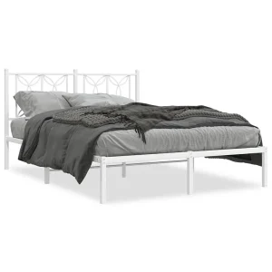 Bedframe met hoofdbord metaal wit 140×200 cm Bedframe met hoofdbord metaal wit 140×200 cm