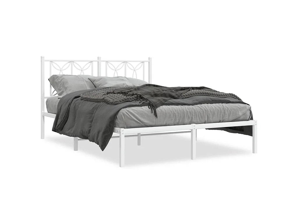 Bedframe met hoofdbord metaal wit 140x200 cm
