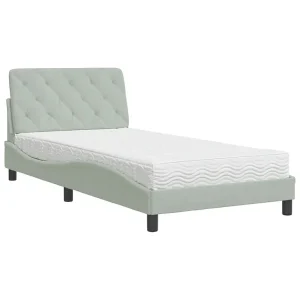 Bed met matras fluweel lichtgrijs 100×200 cm Bed met matras fluweel lichtgrijs 100×200 cm