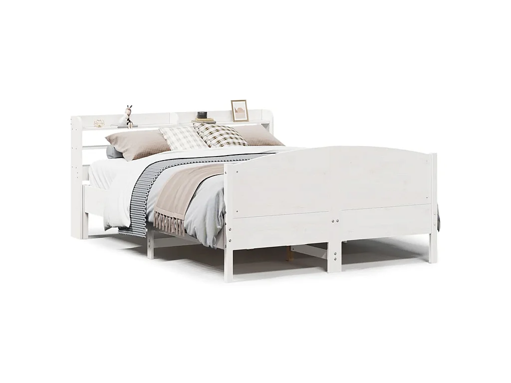 Bedframe zonder matras massief grenenhout wit 150x200 cm