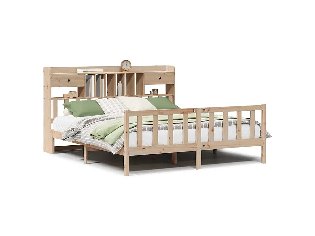 Bed met boekenkast zonder matras massief grenenhout 180x200 cm