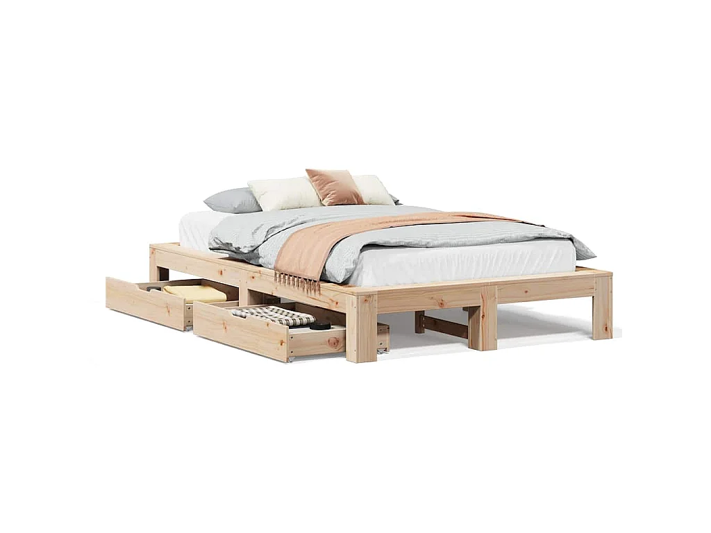 Bedframe zonder matras massief grenenhout 120x190 cm