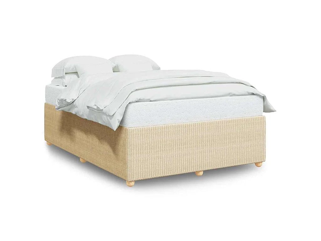 Bedframe zonder matras stof crèmekleurig 140x190 cm
