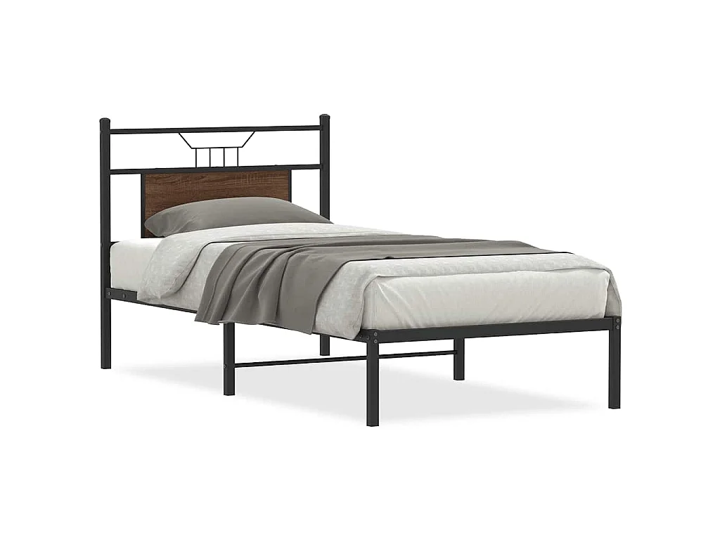 Bedframe zonder matras bewerkt hout bruin eikenkleur 75x190 cm