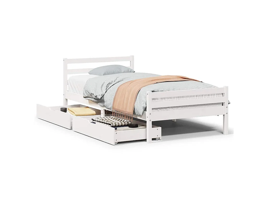 Bedframe zonder matras massief grenenhout wit 140x200 cm