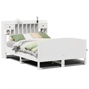 Bed met boekenkast zonder matras grenenhout wit 140×200 cm Bed met boekenkast zonder matras grenenhout wit 140×200 cm