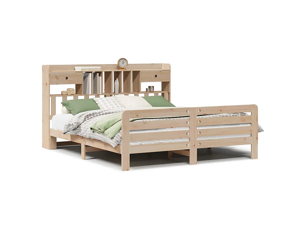 Bed met boekenkast zonder matras massief grenenhout 180x200 cm