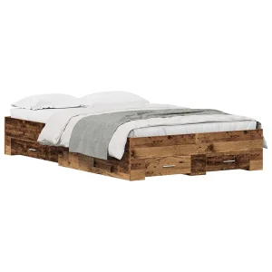 Bedframe met lade met opslag Oud Hout 120 x 190 cm Bewerkt hout