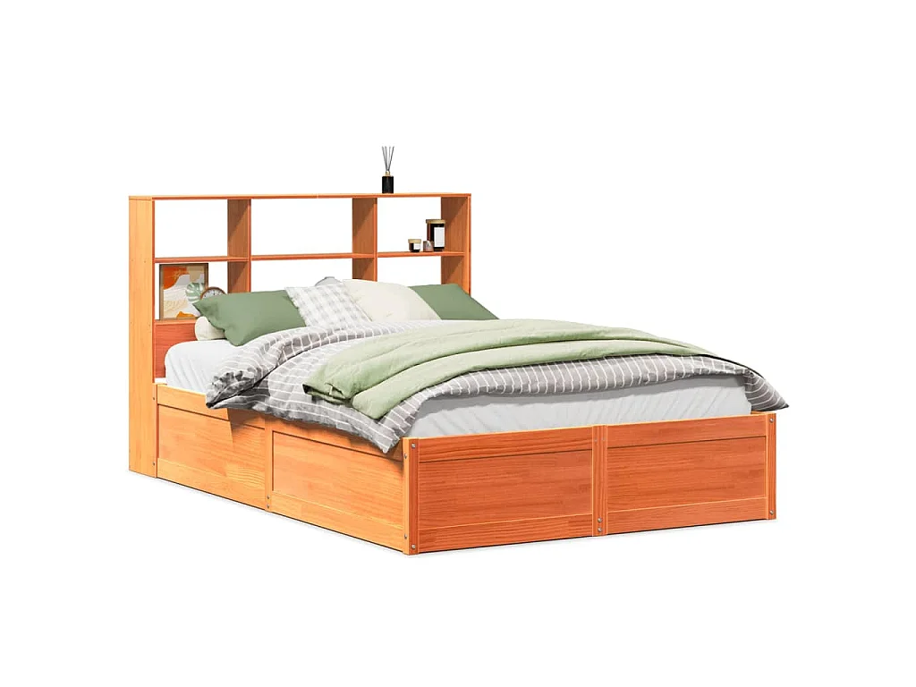Bedframe zonder matras massief grenenhout wasbruin 140x200 cm