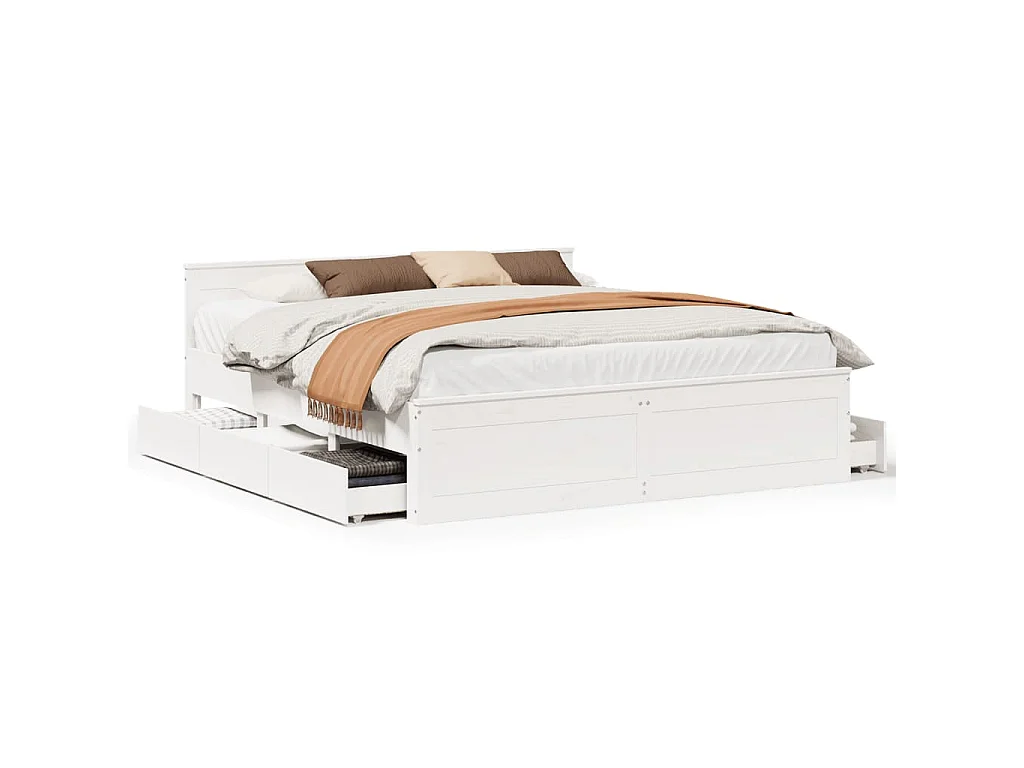 Bedframe zonder matras met hoofdbord grenenhout wit 180x200 cm