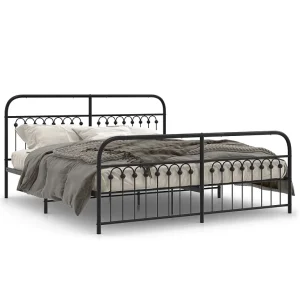 Bedframe met hoofd- en voeteneinde metaal zwart 183×213 cm Bedframe met hoofd- en voeteneinde metaal zwart 183×213 cm