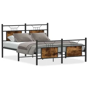 Bedframe zonder matras hout gerookt eikenkleurig 150×200 cm Bedframe zonder matras hout gerookt eikenkleurig 150×200 cm