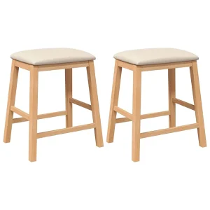 Barstoelen met kussens 2 st massief hout rubber Barstoelen met kussens 2 st massief hout rubber