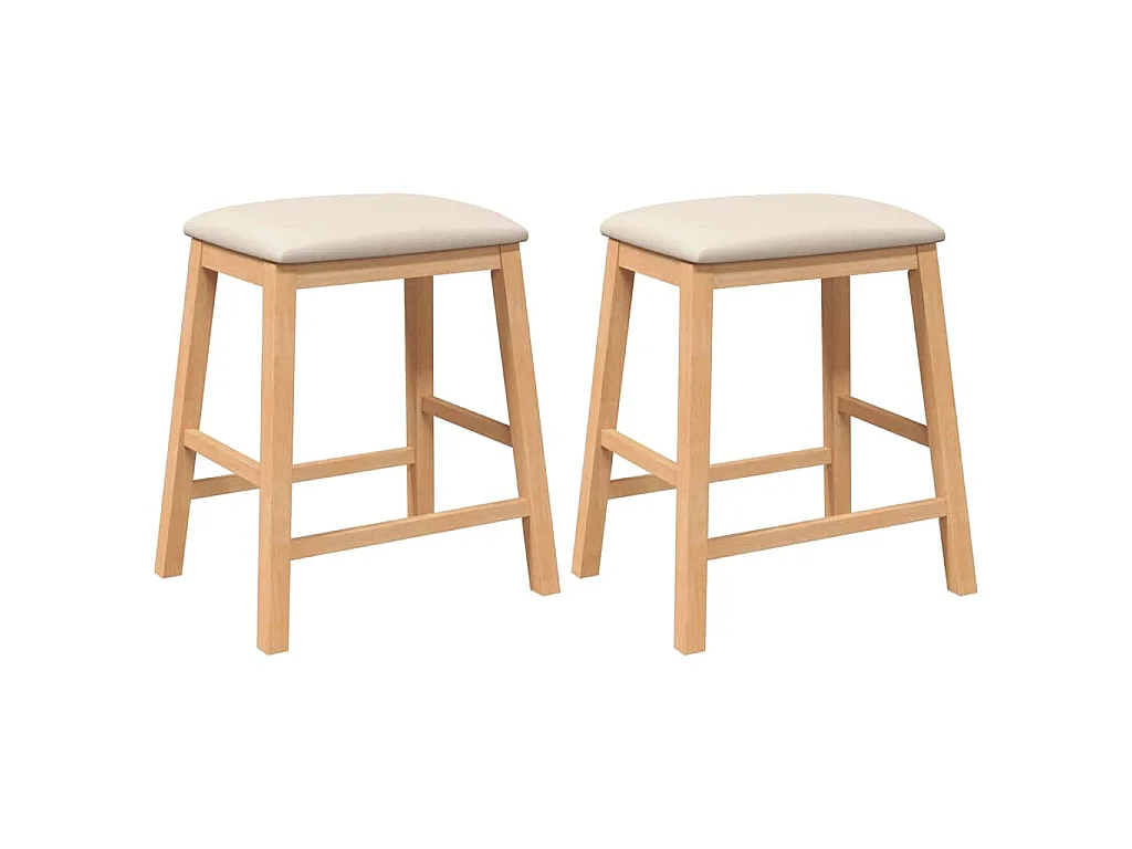 Barstoelen met kussens 2 st massief hout rubber