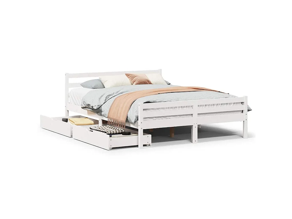 Bedframe zonder matras massief grenenhout wit 140x200 cm