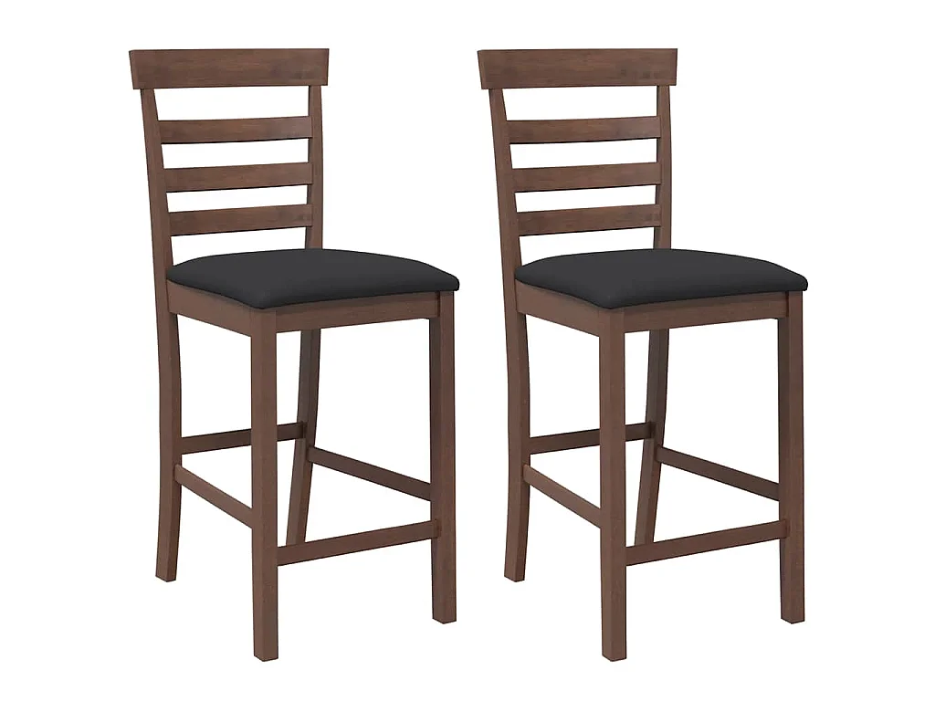 Barkrukken met kussens 2 st massief hout rubber bruin