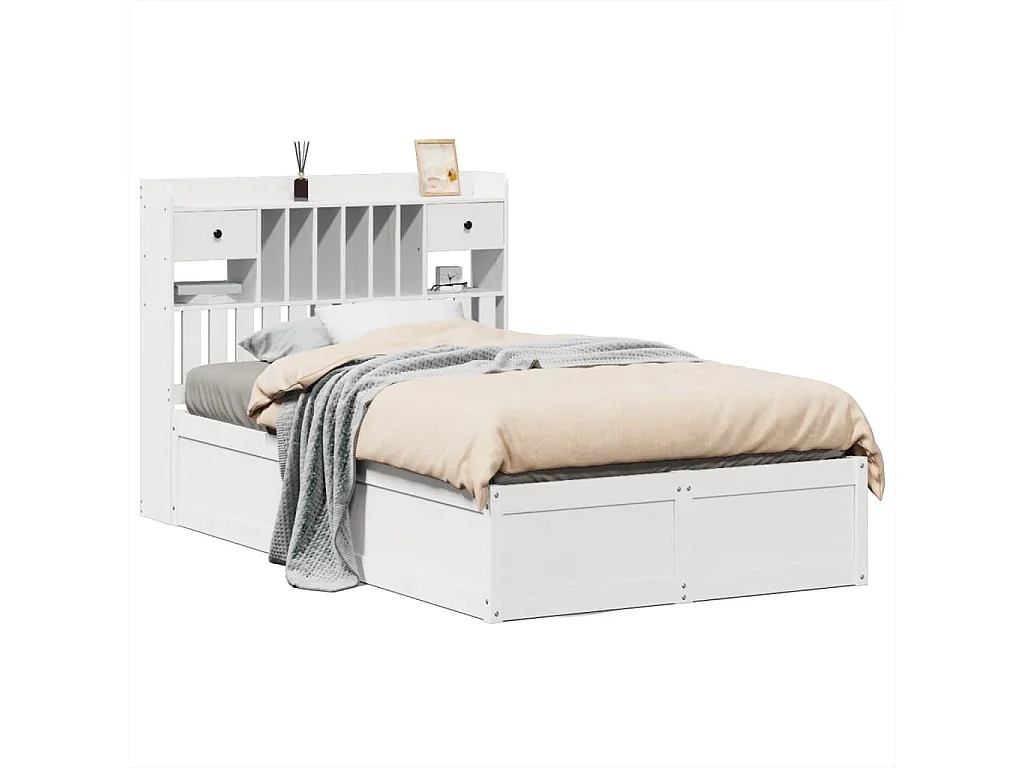 Bedframe zonder matras massief grenenhout wit 135x190 cm