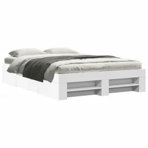 Bedframe bewerkt hout wit 135×190 cm Bedframe bewerkt hout wit 135×190 cm