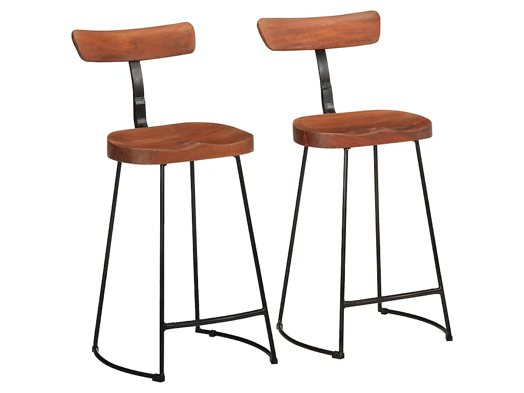 Barkrukken 2 st 49x43x88 cm massief mangohout