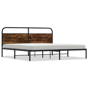 Bedframe zonder matras metaal gerookt eikenkleurig 183×213 cm Bedframe zonder matras metaal gerookt eikenkleurig 183×213 cm