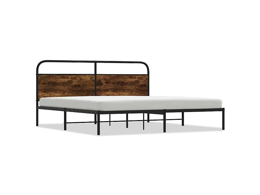 Bedframe zonder matras metaal gerookt eikenkleurig 183x213 cm