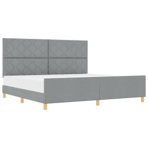Bedframe met hoofdeinde Lichtgrijs 200 x 200 cm Stof Bedframe met hoofdeinde Lichtgrijs 200 x 200 cm Stof