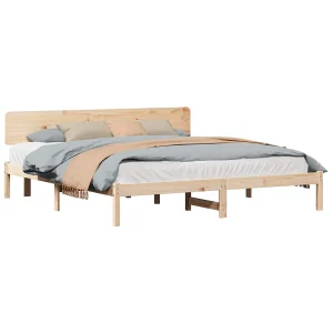 Bedframe met hoofdeinde Naturel 180 x 200 cm Massief grenenhout Bedframe met hoofdeinde Naturel 180 x 200 cm Massief grenenhout