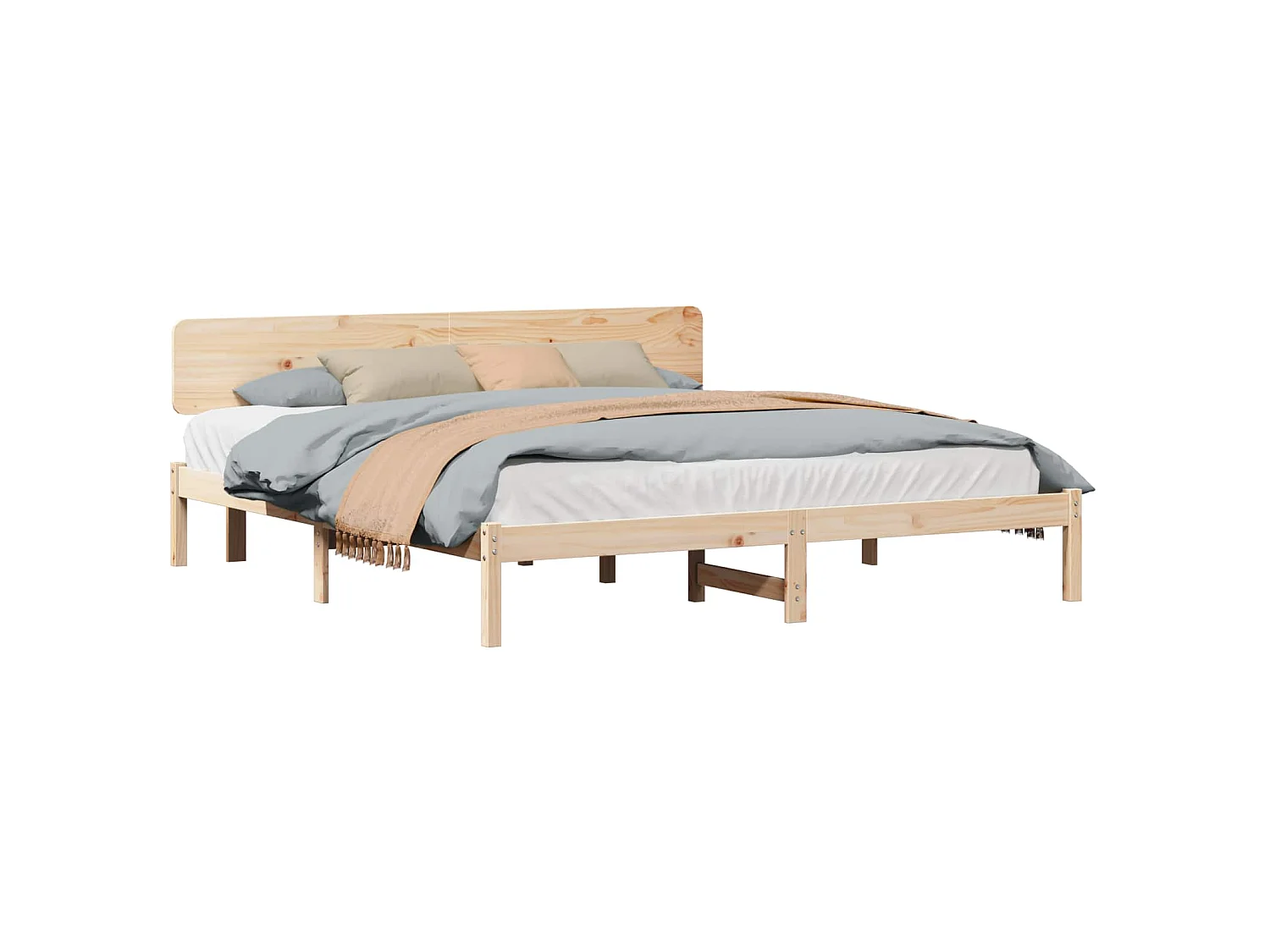 Bedframe met hoofdeinde Naturel 180 x 200 cm Massief grenenhout