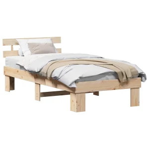 Bedframe met hoofdeinde Naturel 100 x 200 cm Massief grenenhout Bedframe met hoofdeinde Naturel 100 x 200 cm Massief grenenhout