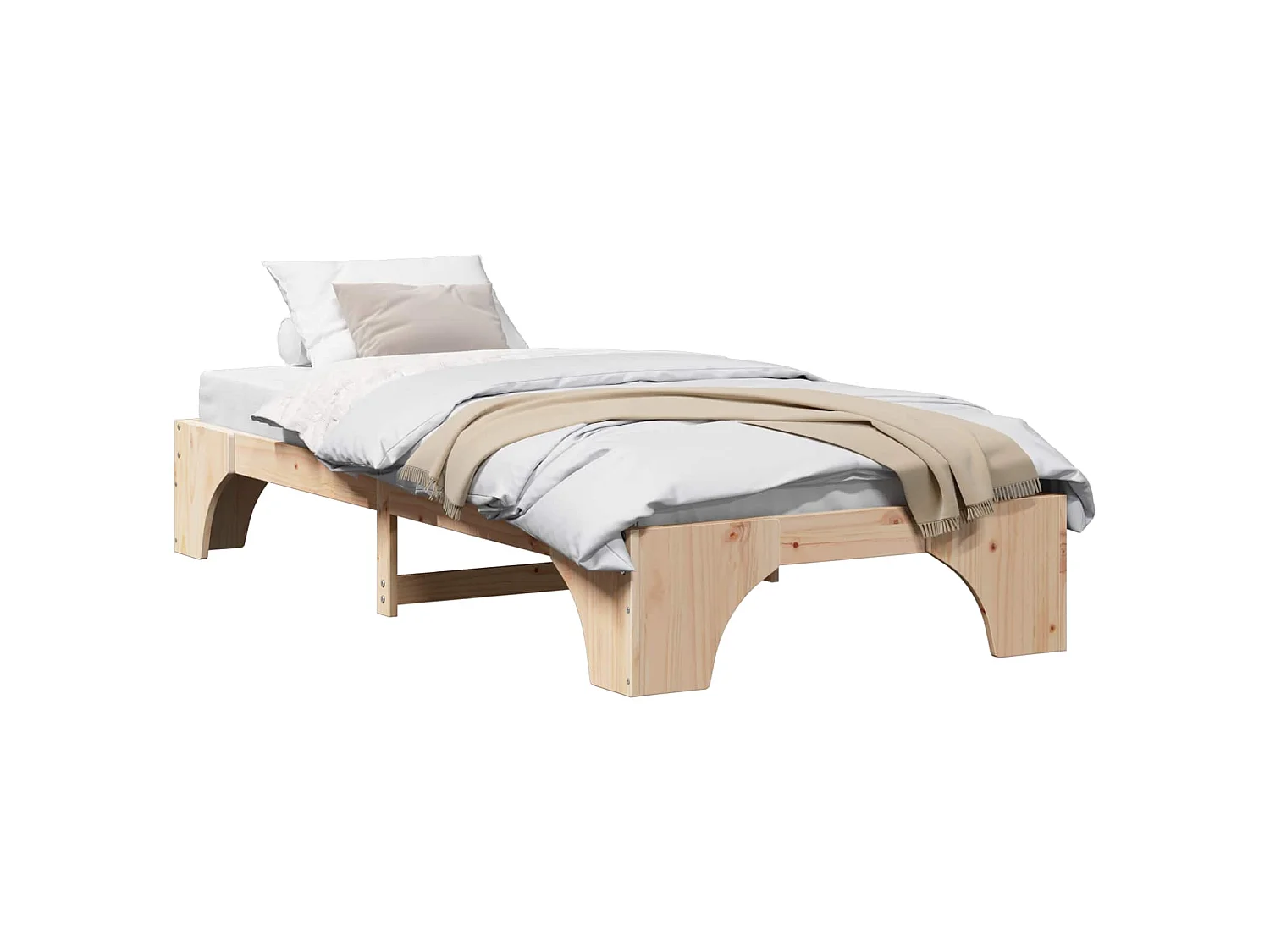 Bedframe Naturel 75 x 190 cm Massief grenenhout