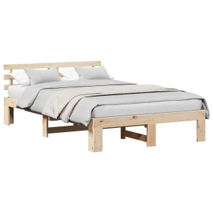 Bedframe met hoofdeinde Naturel 140 x 190 cm Massief grenenhout Bedframe met hoofdeinde Naturel 140 x 190 cm Massief grenenhout