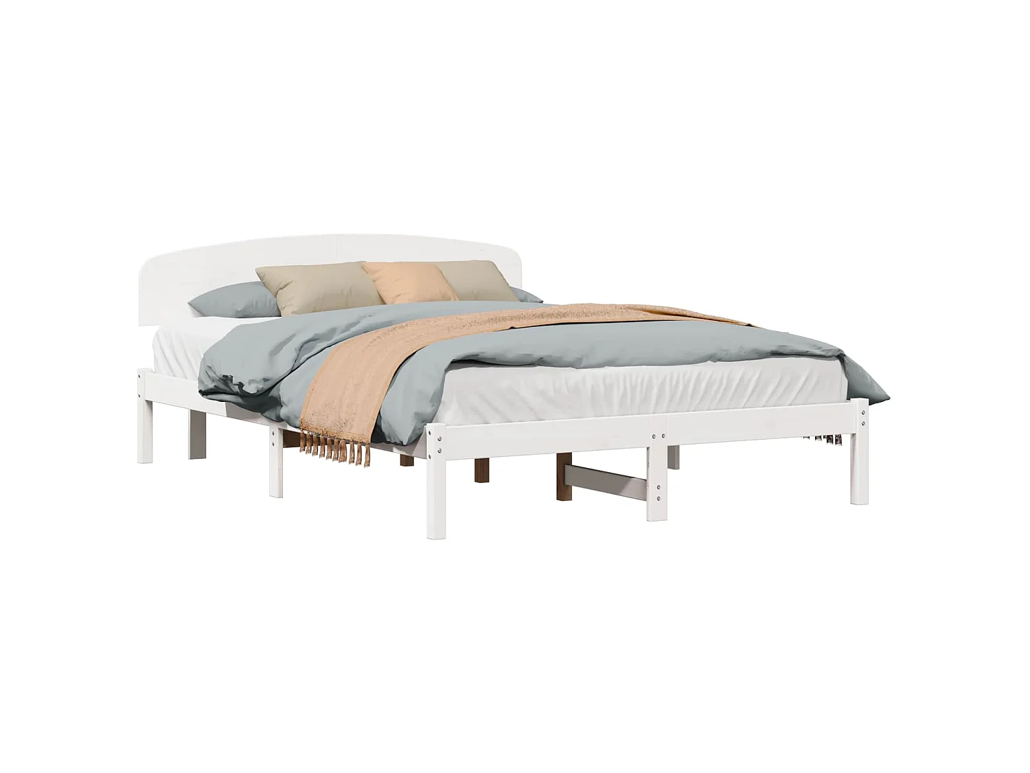 Bedframe met hoofdeinde Wit 160 x 200 cm Massief grenenhout