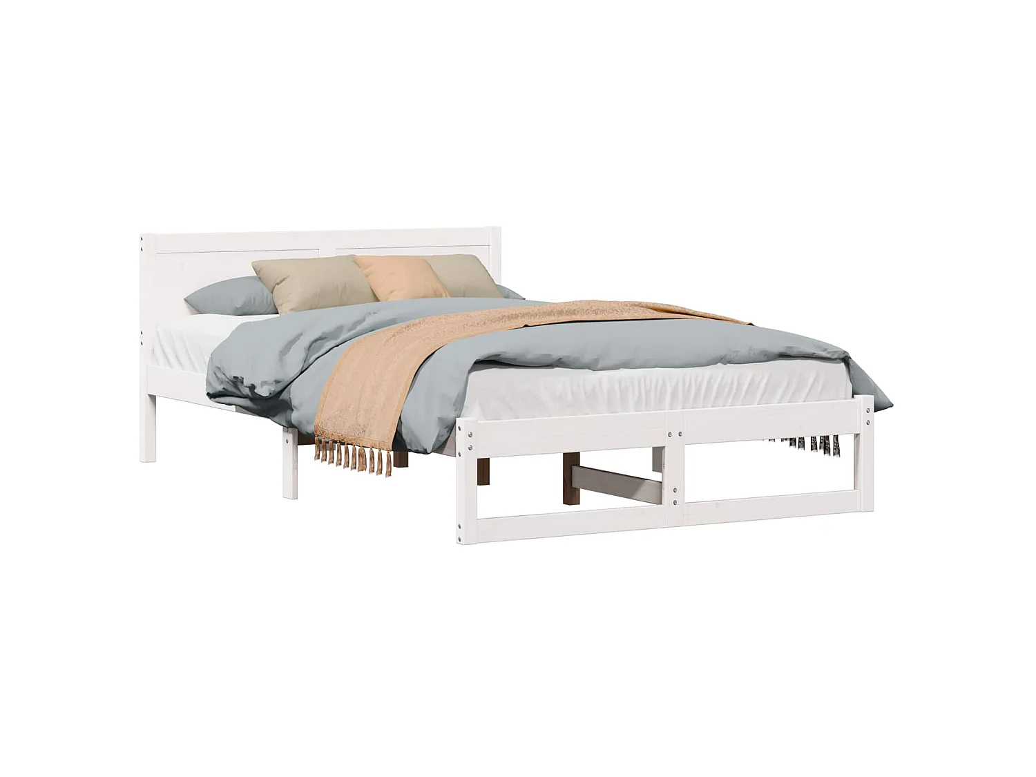 Bedframe met hoofdeinde Wit 140 x 190 cm Massief grenenhout