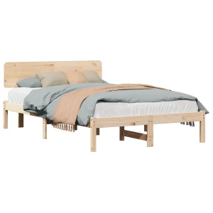Bedframe met hoofdeinde Naturel 140 x 190 cm Massief grenenhout Bedframe met hoofdeinde Naturel 140 x 190 cm Massief grenenhout