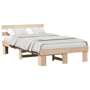 Bedframe met hoofdeinde Naturel 120 x 200 cm Massief grenenhout Bedframe met hoofdeinde Naturel 120 x 200 cm Massief grenenhout
