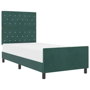 Boxspringbed met hoofdeinde Donkergroen 100 x 200 cm Fluweel Boxspringbed met hoofdeinde Donkergroen 100 x 200 cm Fluweel