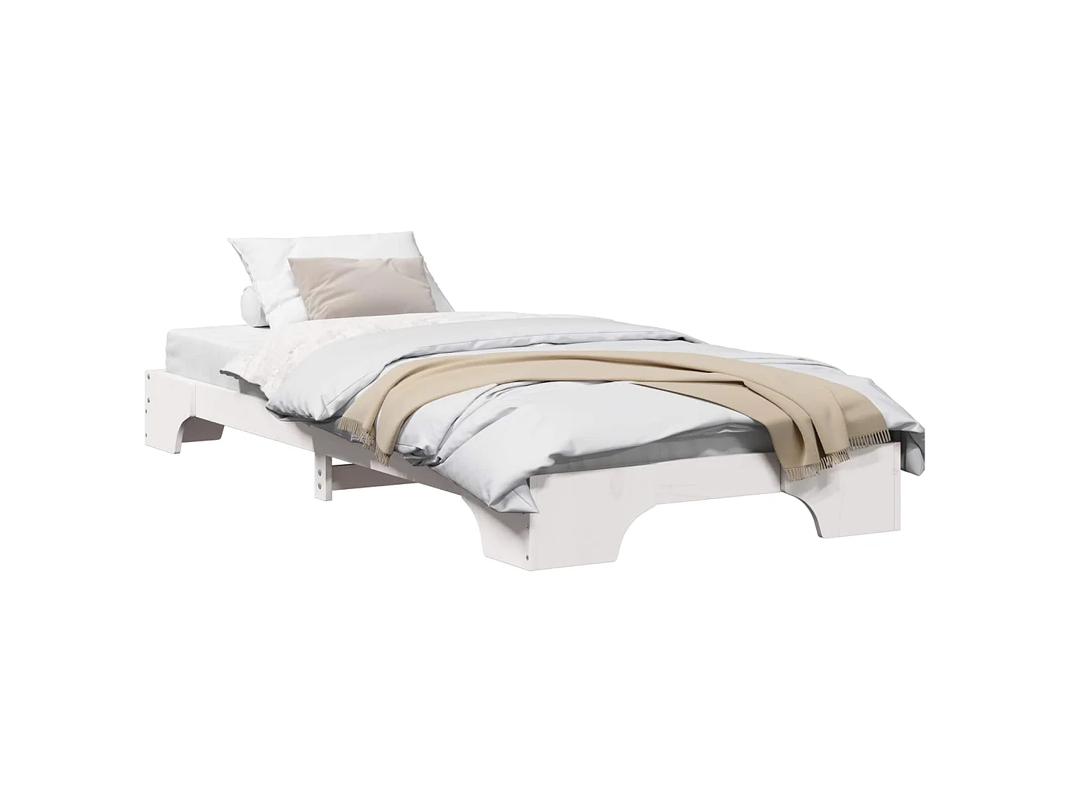 Bedframe Wit 75 x 190 cm Massief grenenhout