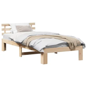 Bedframe met hoofdeinde Naturel 100 x 200 cm Massief grenenhout Bedframe met hoofdeinde Naturel 100 x 200 cm Massief grenenhout