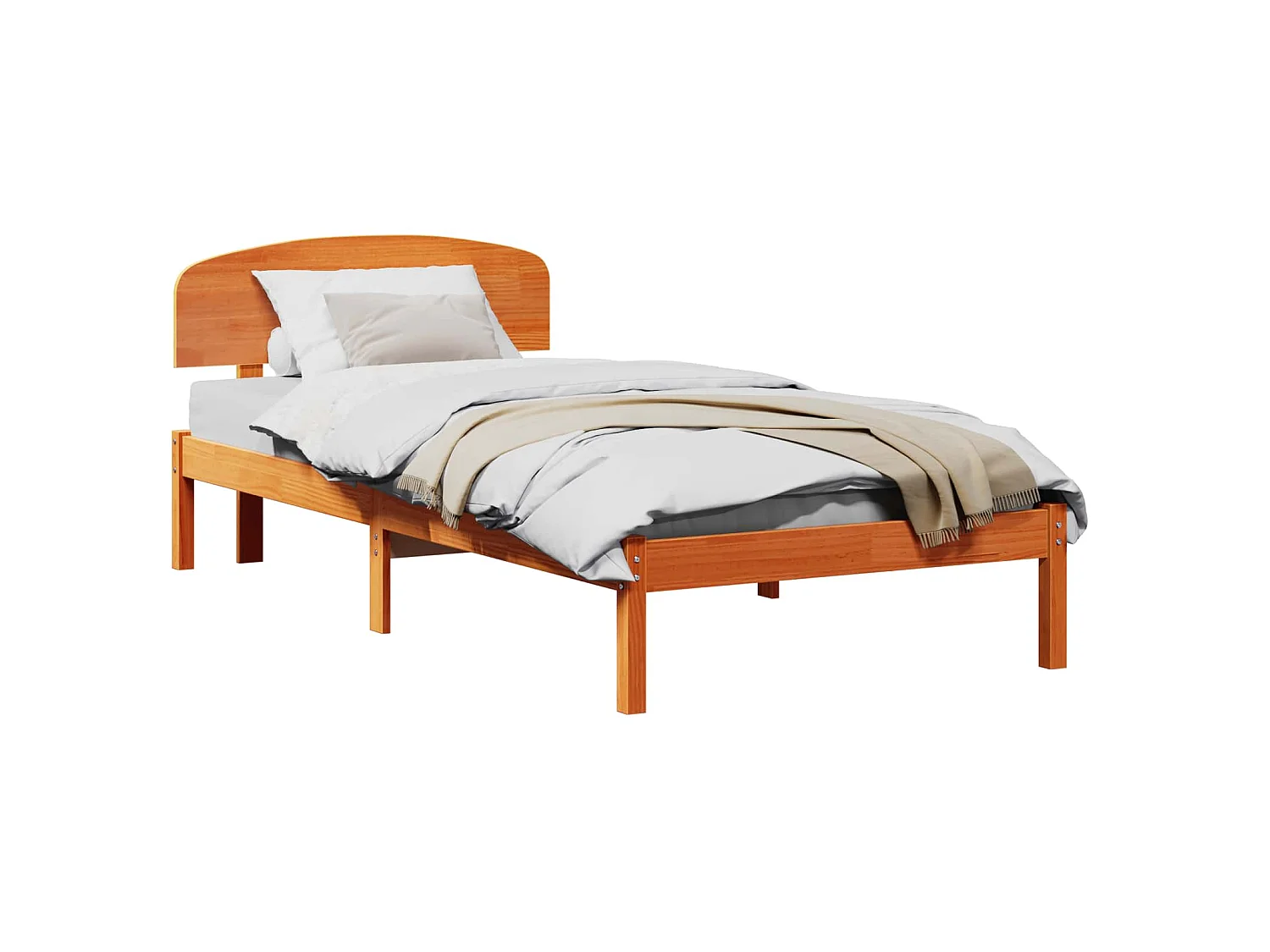 Bedframe met hoofdeinde Wasbruin 90 x 190 cm Massief grenenhout